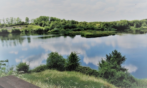 An image of the river from the river bank at College Lake in Bedfordshire